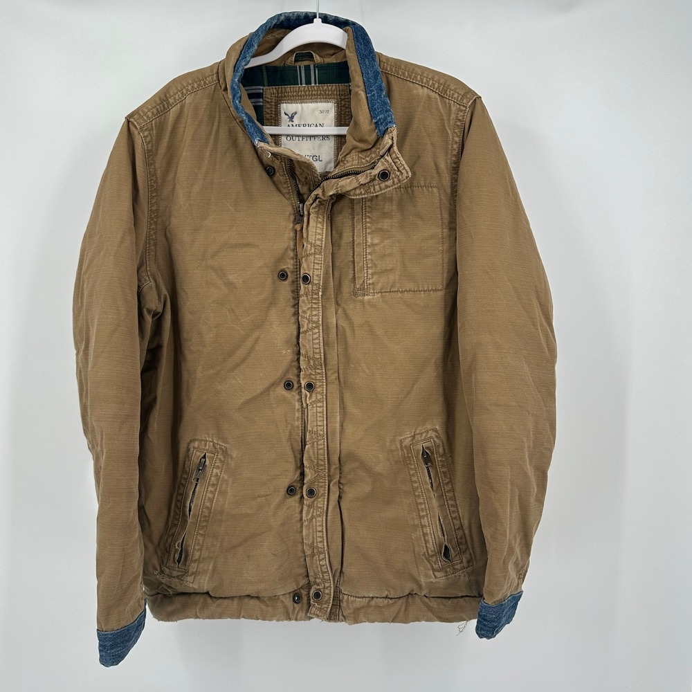 American Eagle Men Field Coat Barn Jacket Sz XLT Utility Canvas Rugged Well Worn